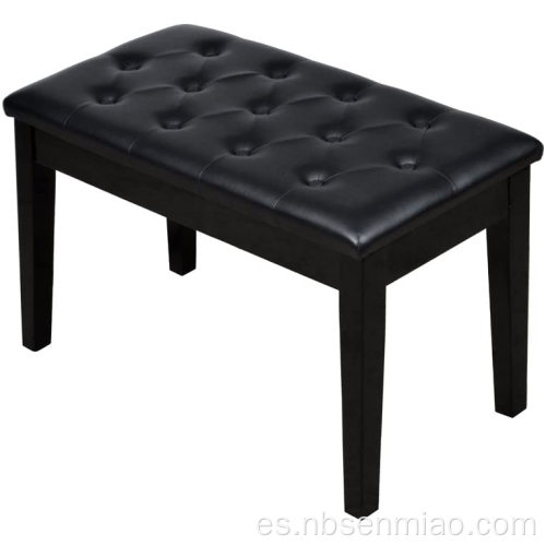 Taburete de piano de cuero sintético Duet de madera de caucho negro